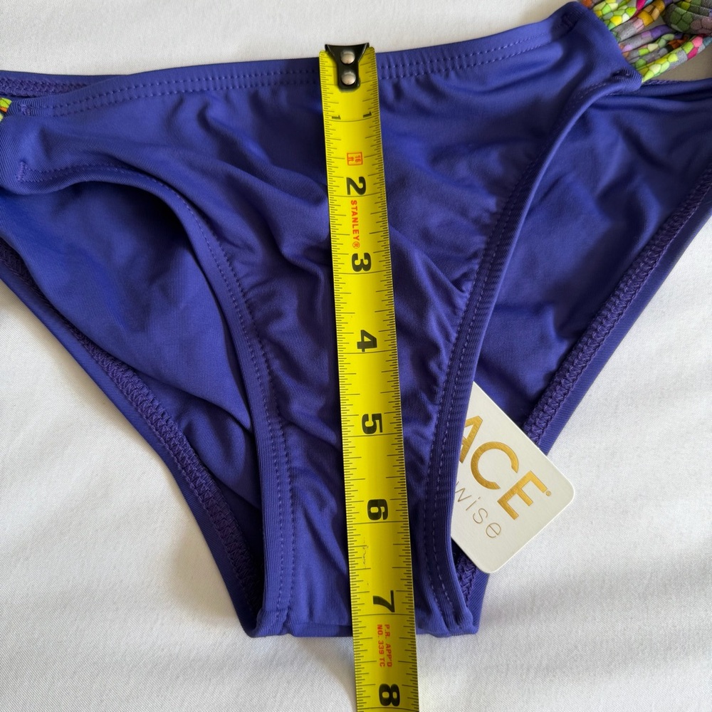 NWT L*Space "Tesserae" Purple Iris Colorful Knot Macrame Back Bandeau Bikini - Picture 17 of 17